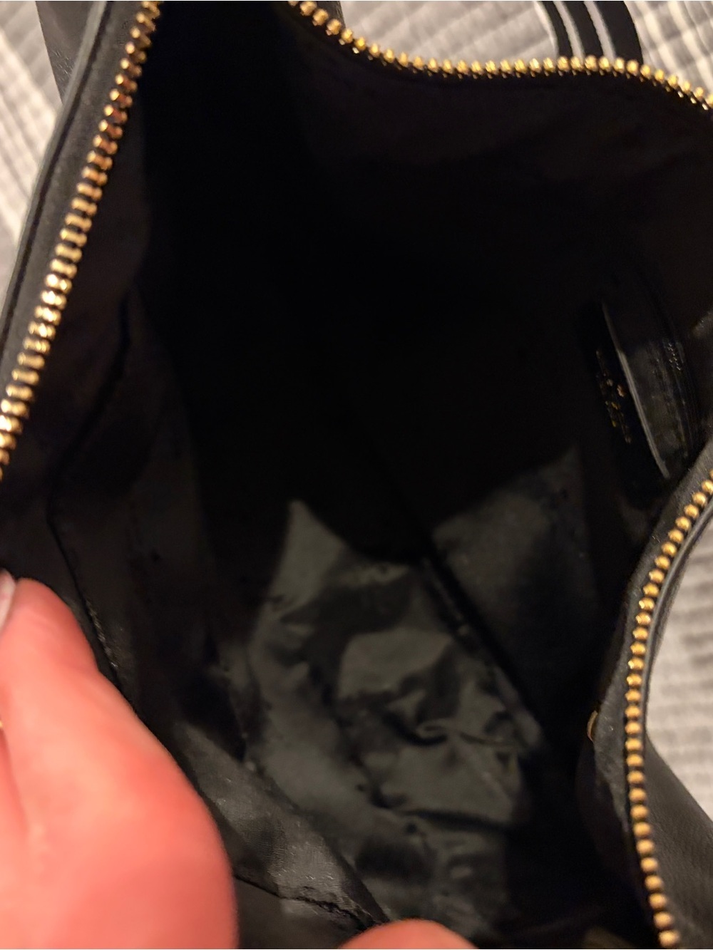 NWOT Kate Spade black leather tote with gold logo and card holder- never used - Picture 5 of 9
